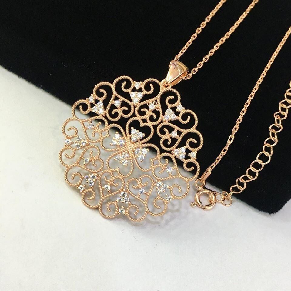 GÜMÜŞ ROSE YAŞAM ÇİÇEĞİ KOLYESİ