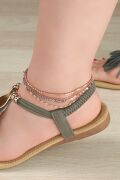GÜMÜŞ ROSE MİSTİK TOPAZ TAŞLI ÜÇ ZİNCİRLİ HALHAL