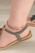 GÜMÜŞ ROSE MİSTİK TOPAZ TAŞLI ÜÇ ZİNCİRLİ HALHAL