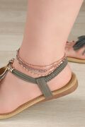 GÜMÜŞ ROSE MİSTİK TOPAZ TAŞLI ÜÇ ZİNCİRLİ HALHAL