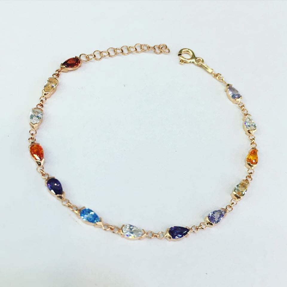 GÜMÜŞ ROSE RENKLİ ZİRKON TAŞLI BİLEKLİK