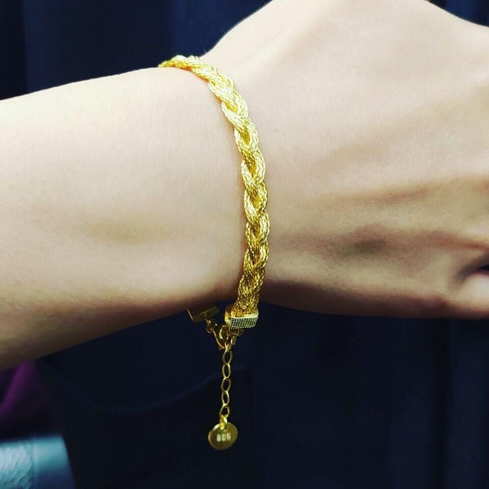 925 AYAR GÜMÜŞ ALTIN KAPLAMA HASIR BİLEKLİK