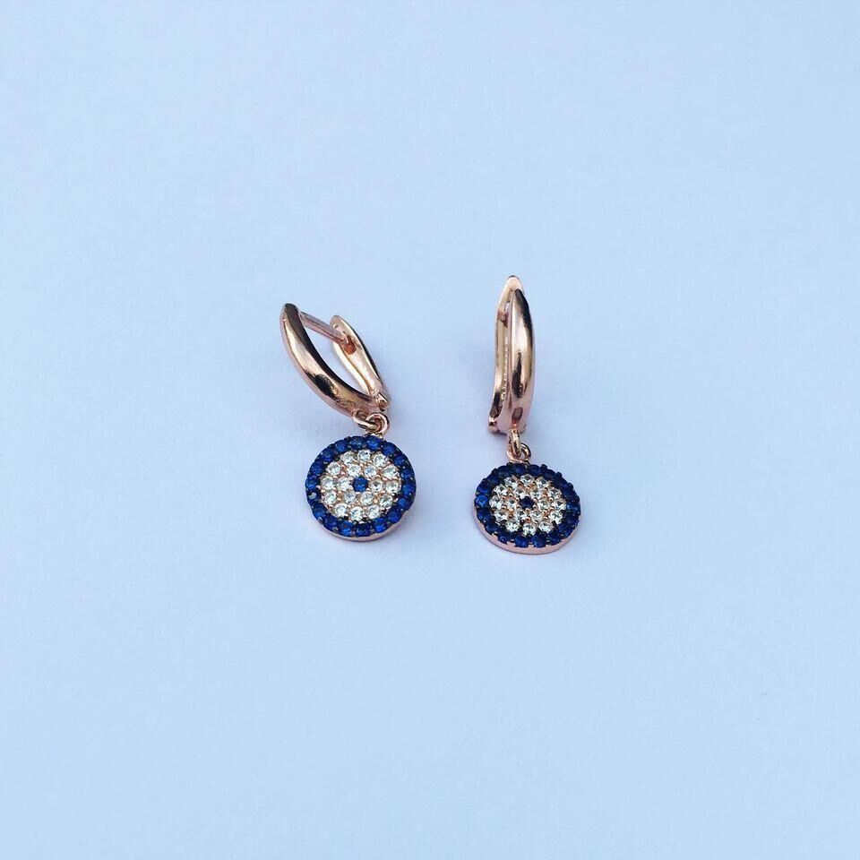 NAZAR BONCUĞU ROSE GÜMÜŞ KÜPE