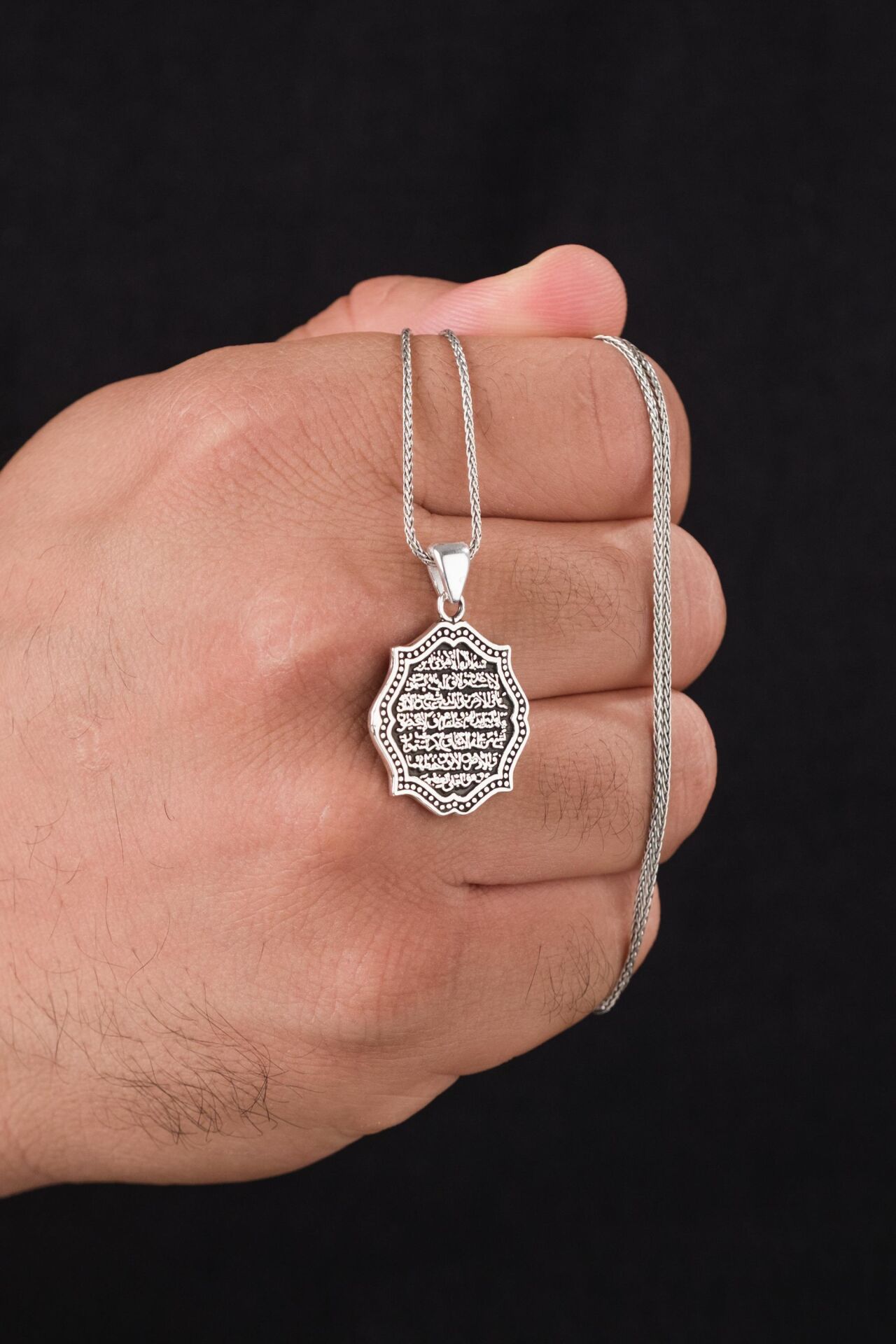 925 AYAR Gümüş Ayetel Kürsi Ayet Karartmalı Model Kolye
