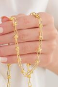4.5 MM GÜMÜŞ  ALTIN GOLD KAPLAMA ATAÇ TOPLU RODYUMLU SADE ZİNCİR KOLYE