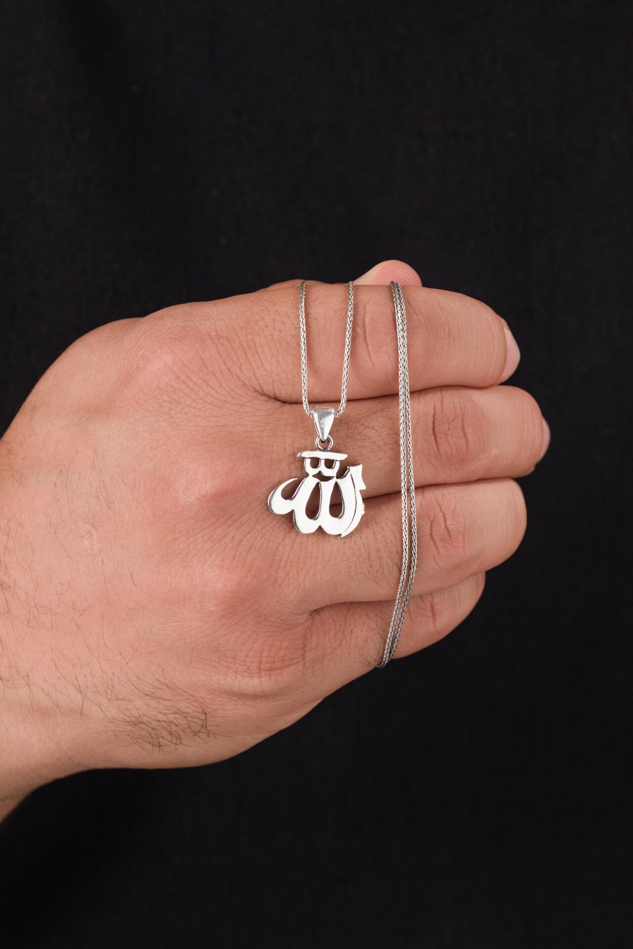 925 AYAR GÜMÜŞ ALLAH ARAPÇA YAZILI KOLYE