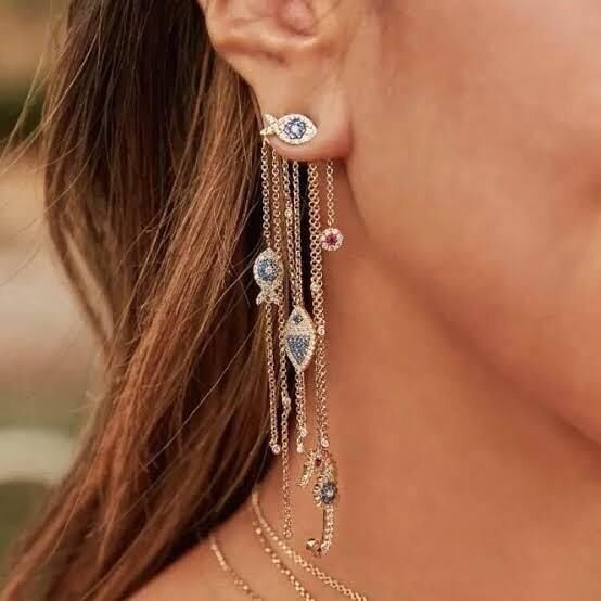 GÜMÜŞ ROSE BALIK VE DENİZ ATI ZİNCİRLİ KÜPE