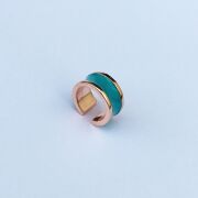 GÜMÜŞ ROSE TURKUAZ MİNE İŞLEMELİ KIKIRDAK KÜPE