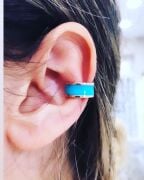 GÜMÜŞ ROSE TURKUAZ MİNE İŞLEMELİ KIKIRDAK KÜPE