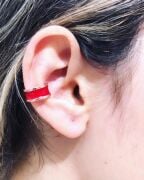 GÜMÜŞ ROSE KIRMIZI MİNE İŞLEMELİ KIKIRDAK KÜPE