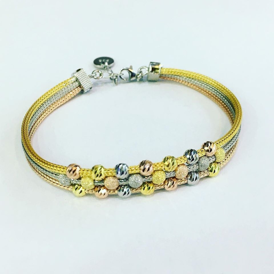 GÜMÜŞ ROSE ALTIN KAPLAMA ÜÇ SIRALI DORİKA BİLEKLİK