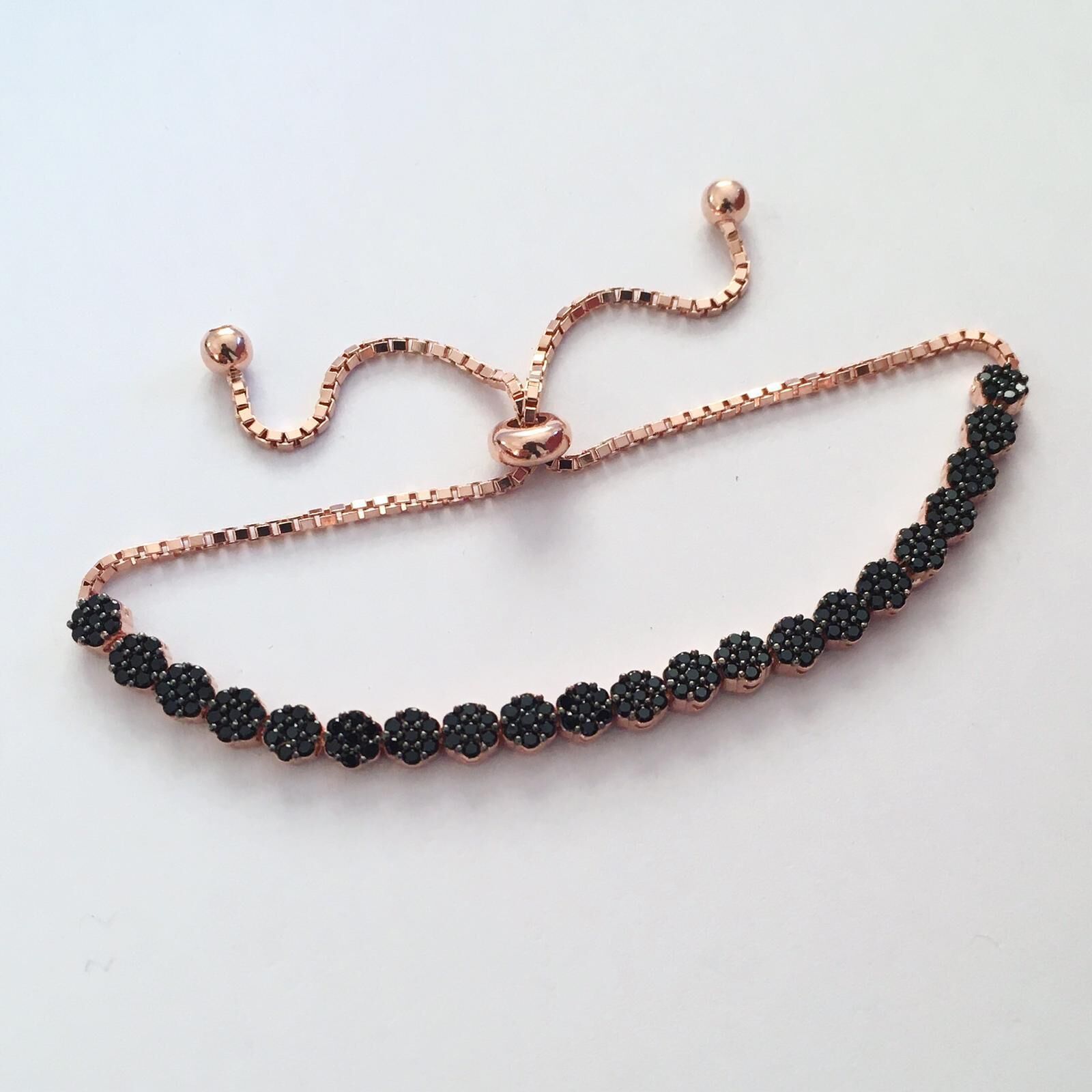 GÜMÜŞ ROSE SİYAH ZİRKON TAŞLI BİLEKLİK