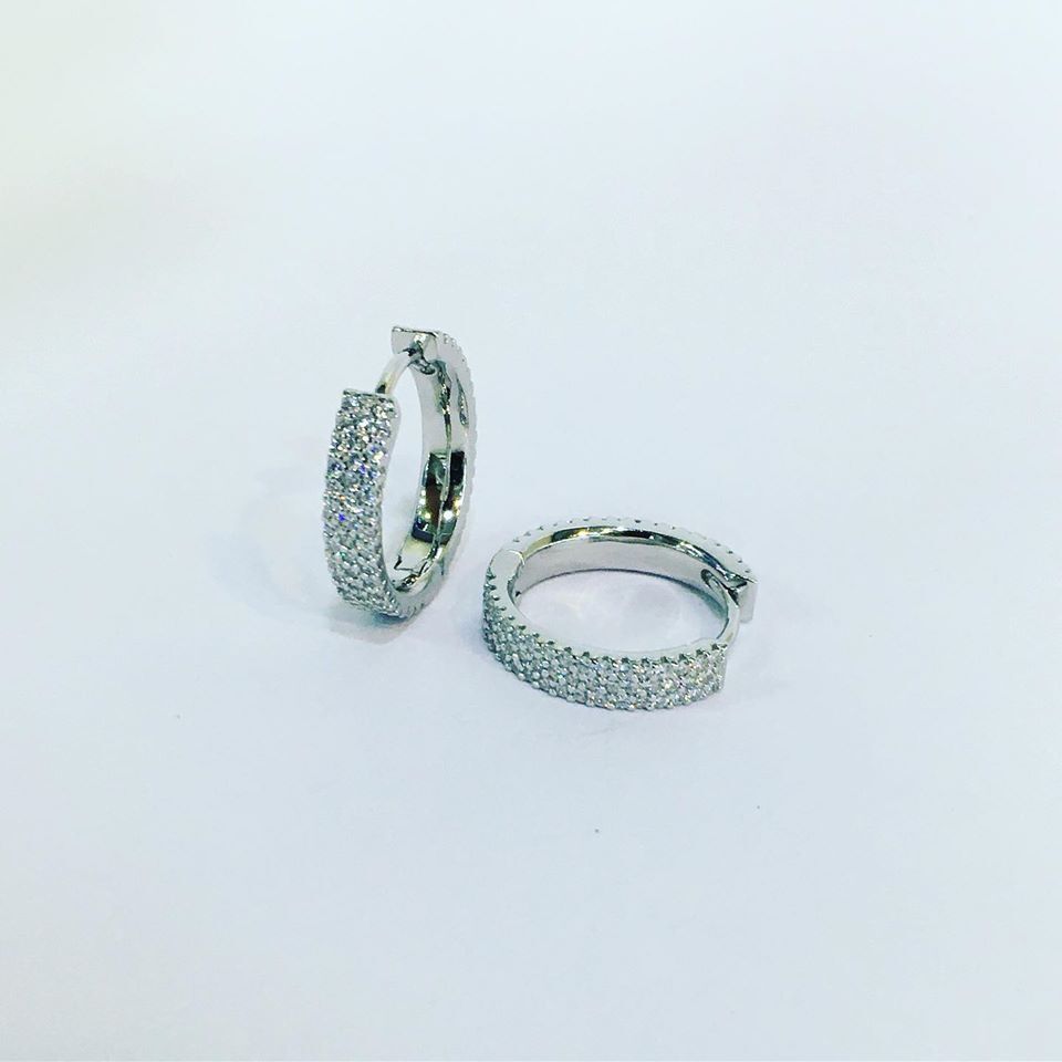 GÜMÜŞ ZİRKON TAŞLI HALKA KÜPE