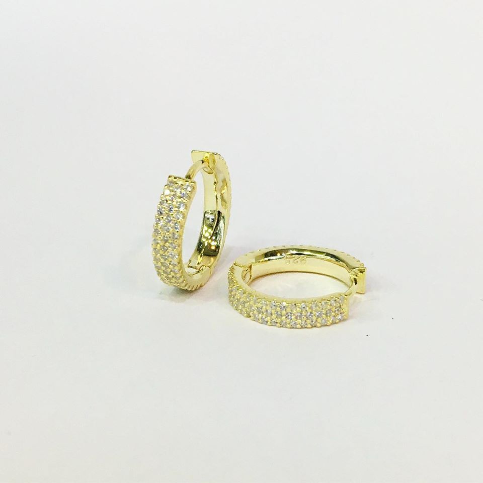 GÜMÜŞ ALTIN KAPLAMA ZİRKON TAŞLI HALKA KÜPE