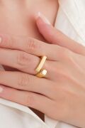 GÜMÜŞ ALTIN GOLD KAPLAMA MAT VE PARLAK DİKDÖRTGEN KARE DÜZ SADE MODERN AYARLANABİLİR YÜZÜK