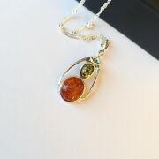 GÜMÜŞ ATEŞ KEHRİBARI KOLYE