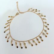 GÜMÜŞ ROSE BRONZ RENK ZİRKON TAŞLI DAMLA PULLU HALHAL