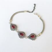 GÜMÜŞ TELKARİ PEMBE ZİRKON  TAŞLI DAMLA BİLEKLİK