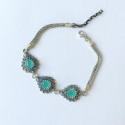GÜMÜŞ TELKARİ TURKUAZ TAŞLI DAMLA BİLEKLİK
