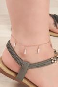 GÜMÜŞ ROSE BEYAZ ZİRKON TAŞLI DİKDÖRTGEN PULLU SALLANTILI HALHAL