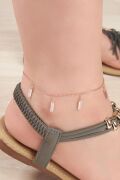 GÜMÜŞ ROSE BEYAZ ZİRKON TAŞLI DİKDÖRTGEN PULLU SALLANTILI HALHAL