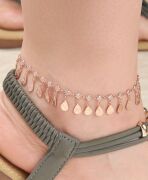 GÜMÜŞ ROSE DAMLA DÖVME PULLU SAÇAKLI HALHAL