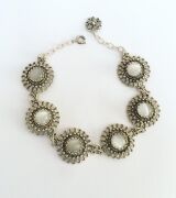 GÜMÜŞ TELKARİ SEDEF  TAŞLI ÇİÇEK  BİLEKLİK