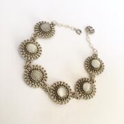 GÜMÜŞ TELKARİ SEDEF  TAŞLI ÇİÇEK  BİLEKLİK