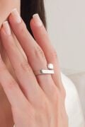 GÜMÜŞ MAT VE PARLAK DİKDÖRTGEN KARE DÜZ SADE MODERN AYARLANABİLİR YÜZÜK