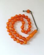 YUVARLAK TURUNCU TOZ KEHRİBAR TESBİH