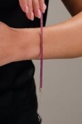 3mm Gümüş Koyu Pembe Zirkon Taşlı Rodyumlu Su Yolu Pırlanta Modeli Tenis Bileklik