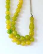 YUVARLAK SARI YEŞİL TOZ KEHRİBAR TESBİH