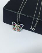 GÜMÜŞ RENKLİ ZİRKON TAŞLI KELEBEK KOLYE