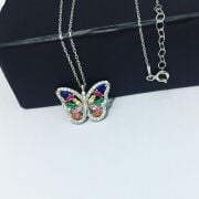 GÜMÜŞ RENKLİ ZİRKON TAŞLI KELEBEK KOLYE