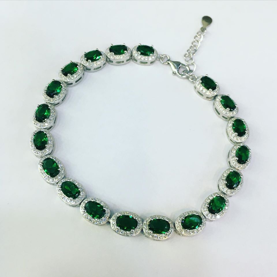 GÜMÜŞ YEŞİL ZİRKON TAŞLI BİLEKLİK