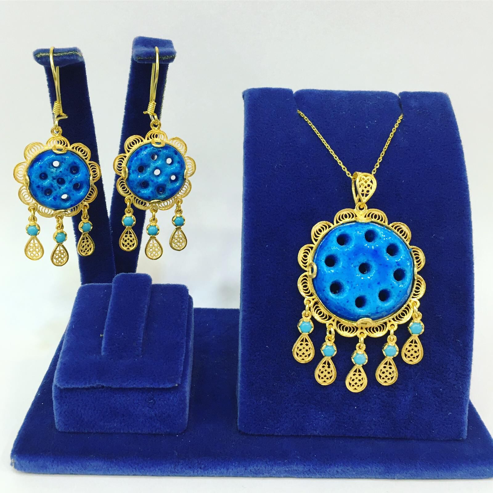 GÜMÜŞ ALTIN KAPLAMA SÜRYANİ NAZAR BONCUKLU SET