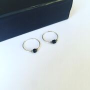 GÜMÜŞ SİYAH TAŞLI  HALKA KÜPE