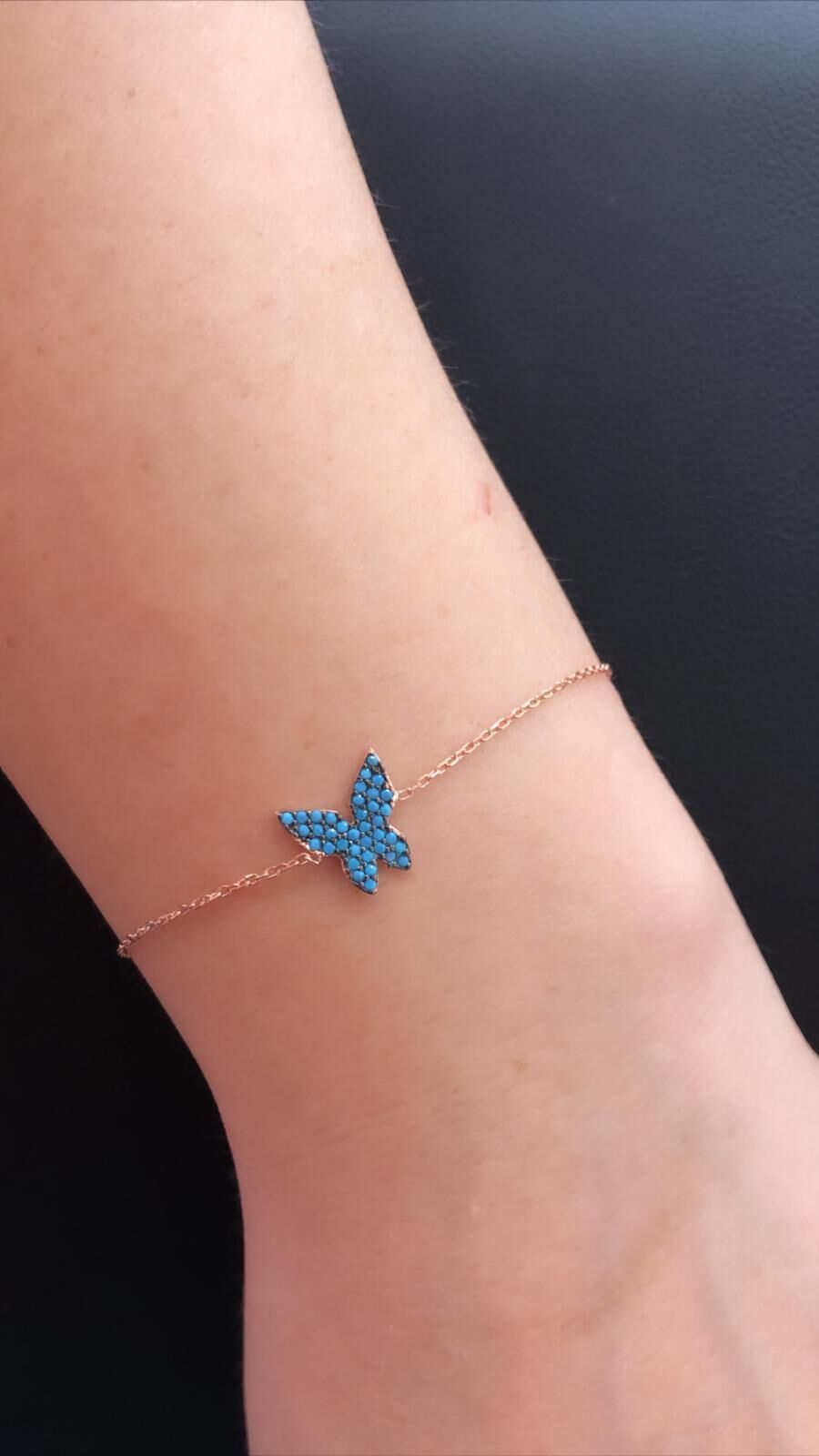 TURKUAZ TAŞLI KELEBEK GÜMÜŞ BİLEKLİK