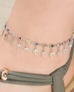 GÜMÜŞ PALMİYE PULLU RENKLİ ZİRKON TAŞLI HALHAL