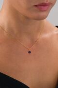 6 mm Gümüş Altın Gold Kaplama Koyu Mavi Lacivert Nazar Boncuğu Cam Göz Kolye