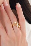 GÜMÜŞ ALTIN GOLD KAPLAMA ZİRKON TAŞLI VE TOPLU MODERN AYARLANABİLİR YÜZÜK