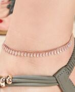 GÜMÜŞ ROSE DAMLA SIRALI ZİRKON TAŞLI HALHAL