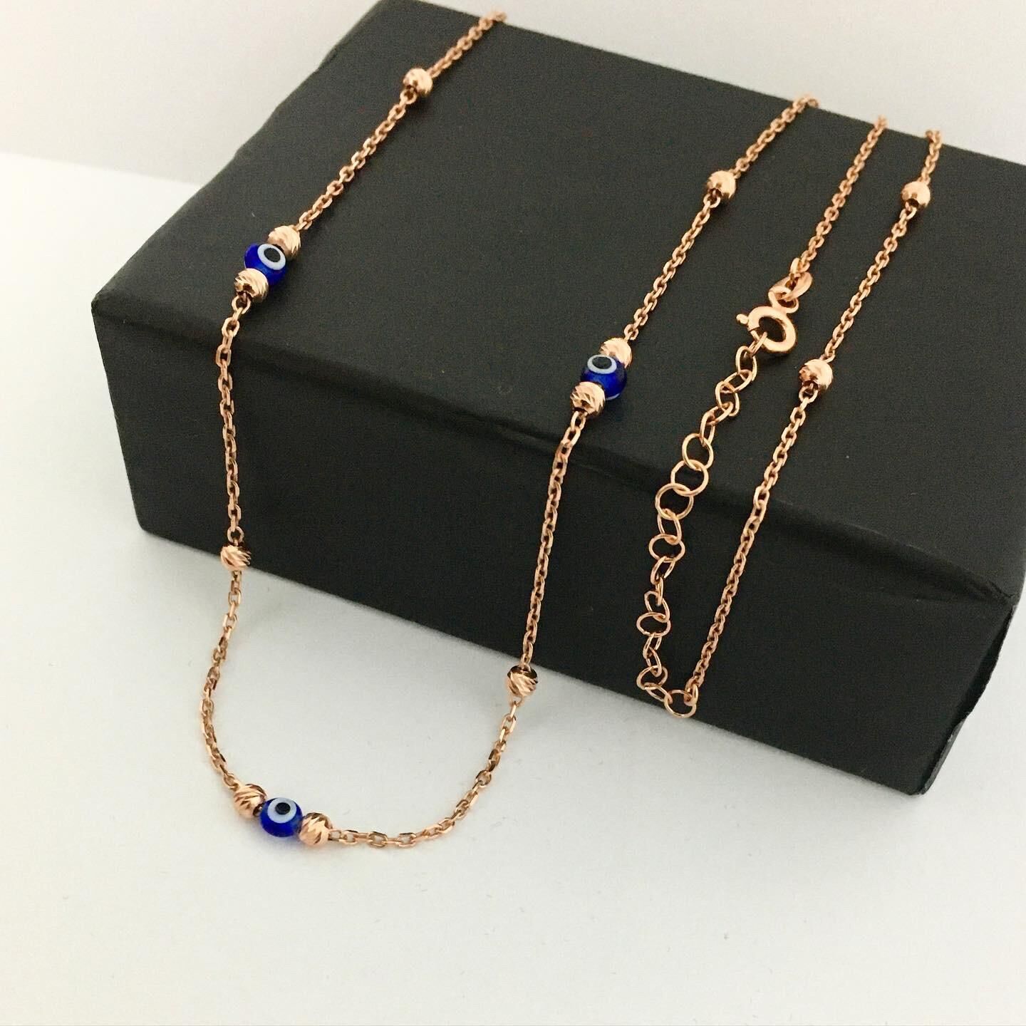 İTALYAN MODEL DORİKA NAZAR BONCUKLU TOPLU GÜMÜŞ KOLYE