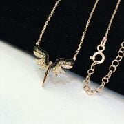 GÜMÜŞ ROSE SİYAH BEYAZ ZİRKON TAŞLI KOLYE