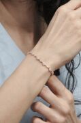 Gümüş Rose Yuvarlak Beyaz Zirkon Taşlı Pırlanta Modeli Su Yolu Bileklik