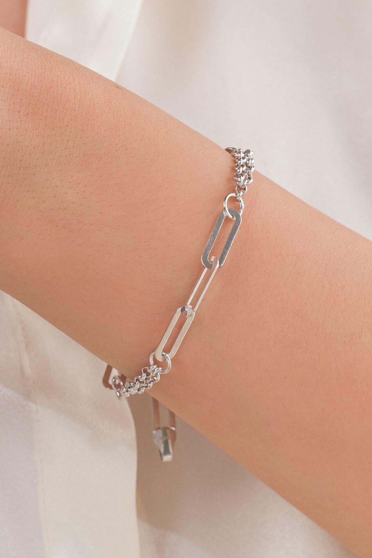 Gümüş Ataç Zincir Hallow Sade Taşsız Bileklik