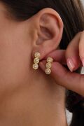 Gümüş Altın Gold Kaplama Beyaz Zirkon Taşlı Salkım Su Yolu  Pırlanta Tek Taş Modeli Reina Miracle Şık Küpe