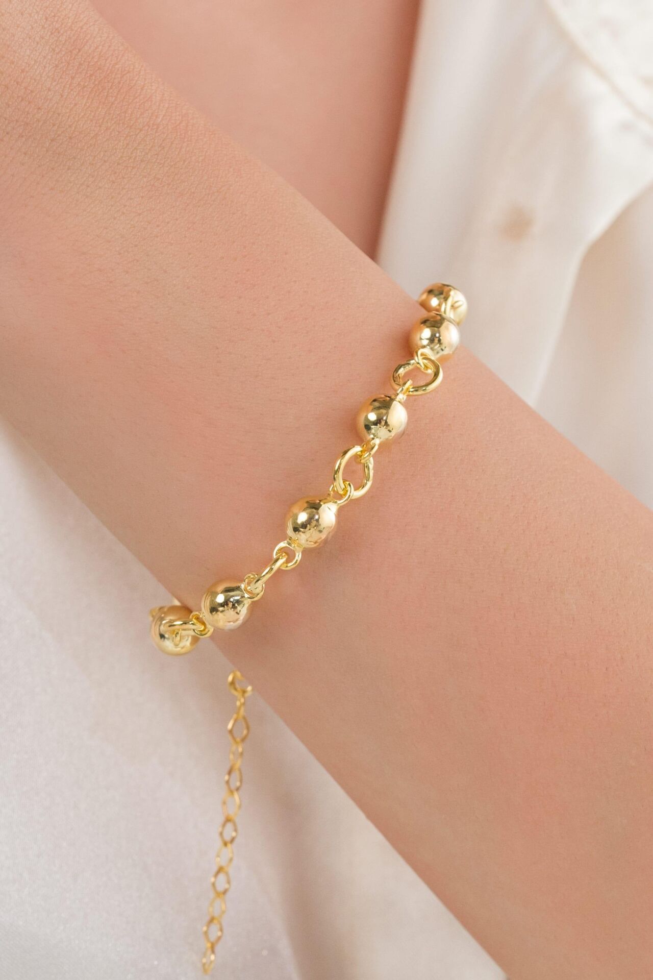 Gümüş Altın Gold Toplu Top Habbe Hallow Taşsız Bileklik