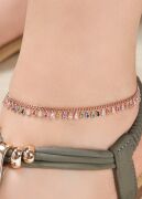 GÜMÜŞ ROSE DAMLA RENKLİ ZİRKON TAŞLI HALHAL