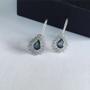 GÜMÜŞ TELKARİ MİSTİK TOPAZ TAŞLI DAMLA KÜPE